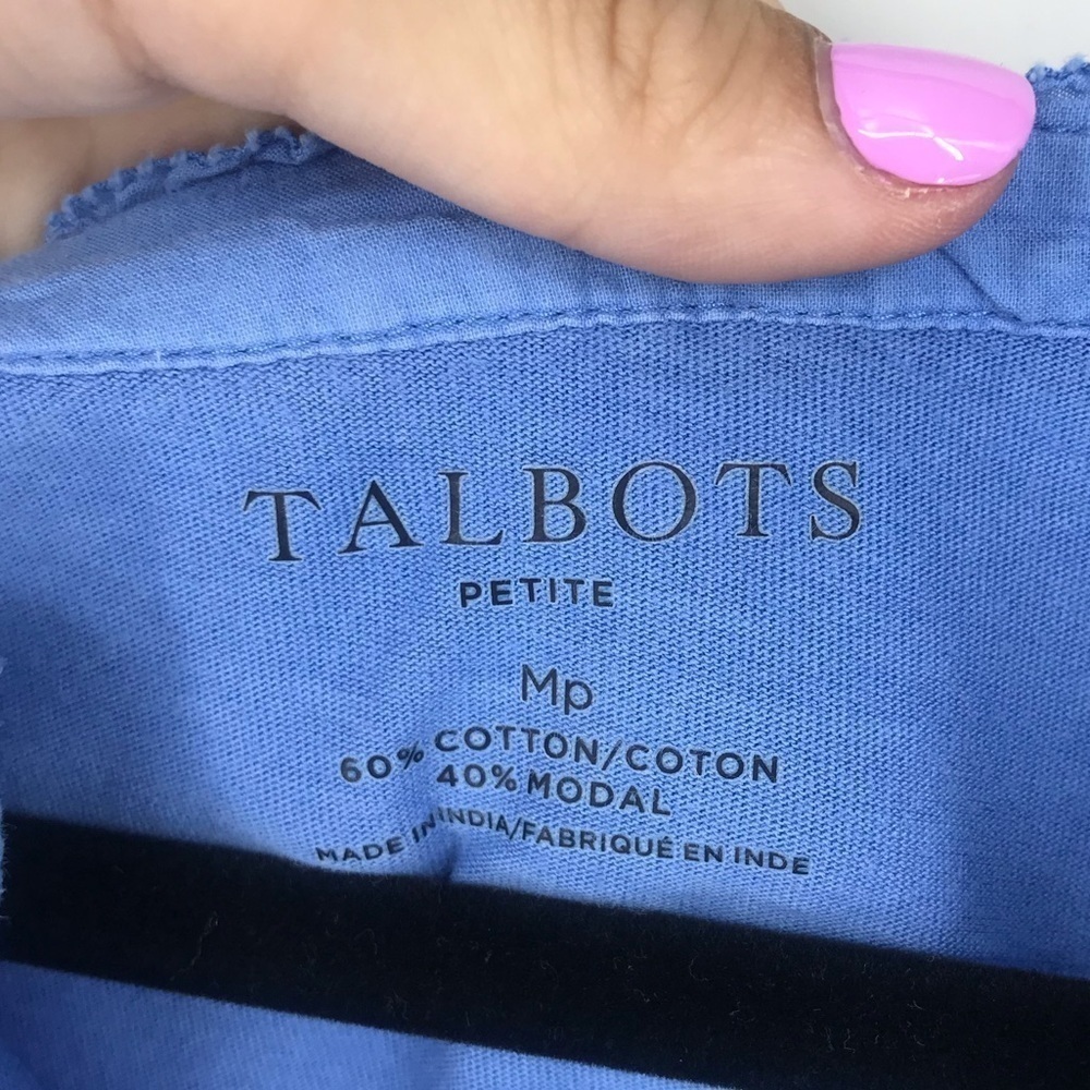 Talbots Petite Pull Over Top With‎ Ruffled Button Detail Size MP - Picture 6 of 8